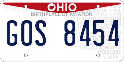 OH license plate GOS8454