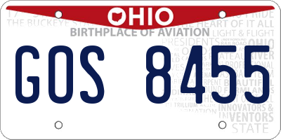 OH license plate GOS8455