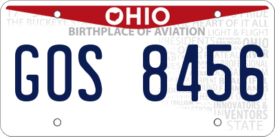 OH license plate GOS8456