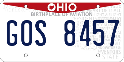 OH license plate GOS8457