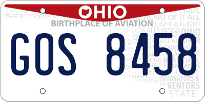 OH license plate GOS8458