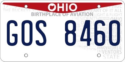 OH license plate GOS8460