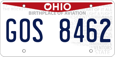 OH license plate GOS8462