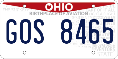 OH license plate GOS8465