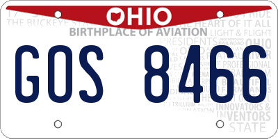 OH license plate GOS8466
