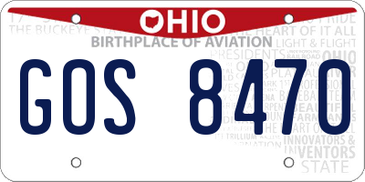 OH license plate GOS8470
