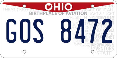 OH license plate GOS8472