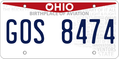 OH license plate GOS8474