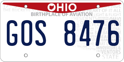 OH license plate GOS8476