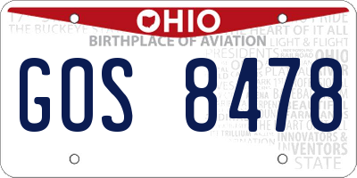 OH license plate GOS8478