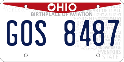 OH license plate GOS8487