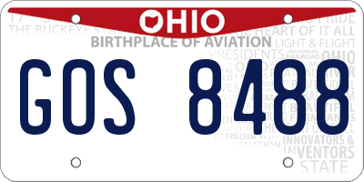 OH license plate GOS8488