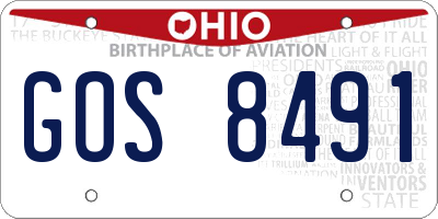 OH license plate GOS8491
