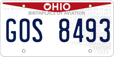 OH license plate GOS8493