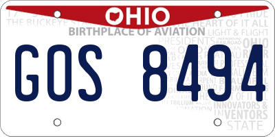 OH license plate GOS8494
