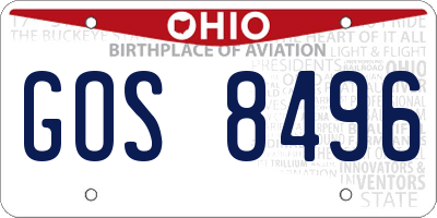 OH license plate GOS8496
