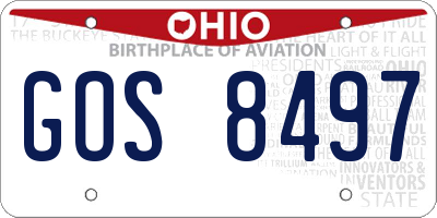 OH license plate GOS8497