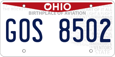 OH license plate GOS8502