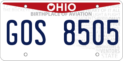 OH license plate GOS8505