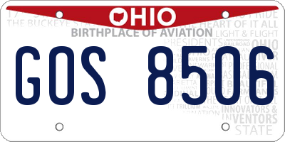 OH license plate GOS8506
