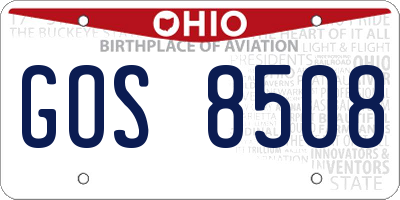 OH license plate GOS8508