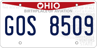 OH license plate GOS8509
