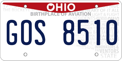 OH license plate GOS8510