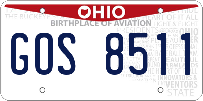 OH license plate GOS8511