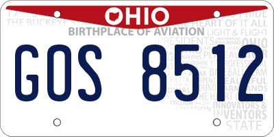 OH license plate GOS8512