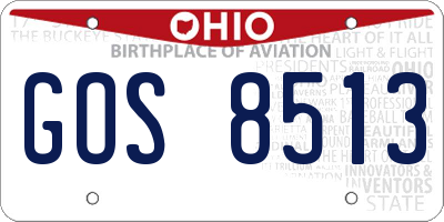 OH license plate GOS8513