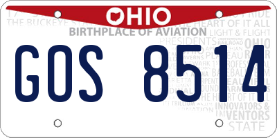 OH license plate GOS8514