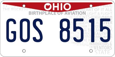OH license plate GOS8515