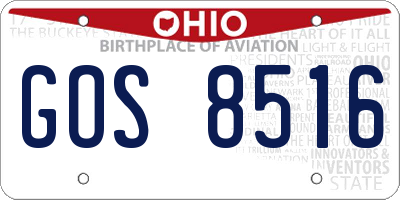 OH license plate GOS8516