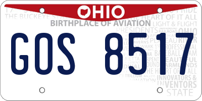OH license plate GOS8517