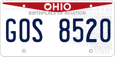 OH license plate GOS8520