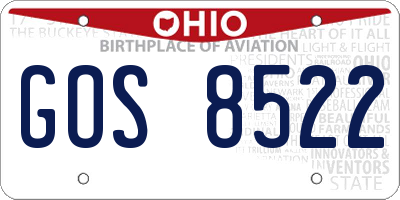 OH license plate GOS8522