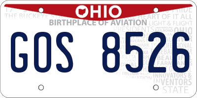 OH license plate GOS8526