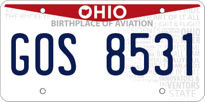 OH license plate GOS8531