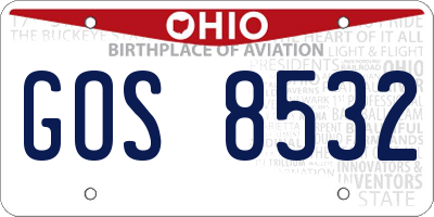 OH license plate GOS8532