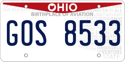 OH license plate GOS8533