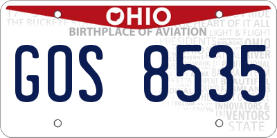 OH license plate GOS8535