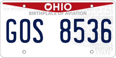 OH license plate GOS8536