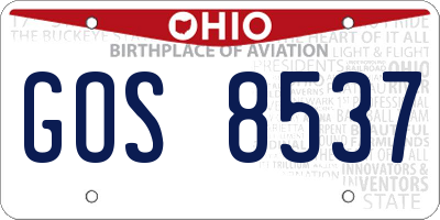 OH license plate GOS8537