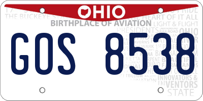 OH license plate GOS8538