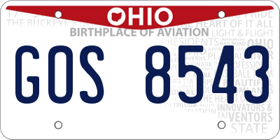 OH license plate GOS8543
