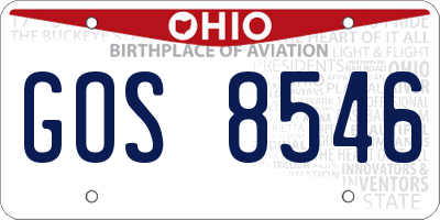 OH license plate GOS8546
