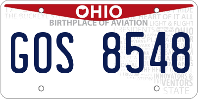 OH license plate GOS8548