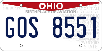 OH license plate GOS8551