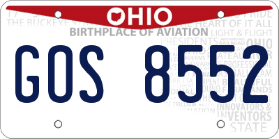 OH license plate GOS8552