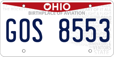 OH license plate GOS8553